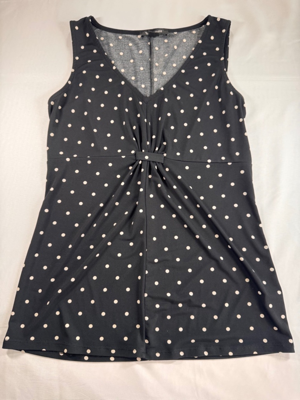 White House Black Market Polk Dot Sleeveless Knot Front Top Size Small